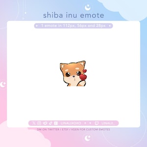 Love Heart Kiss Cute Shiba Inu Dog Emote | Cute Chibi Twitch Streamer Discord Emotes