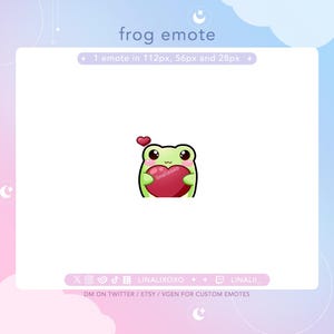 Love Heart Cute Frog Emote | Cute Chibi Twitch Streamer Discord Emotes