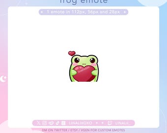 Love Heart Cute Frog Emote | Cute Chibi Twitch Streamer Discord Emotes