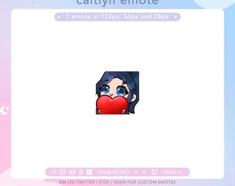 Love Heart Arcane League of Legends Caitlyn Emote | Cute Chibi Twitch Streamer Discord Emotes