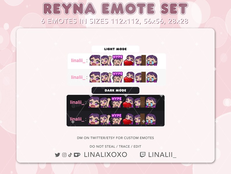 Valorant Reyna Emote Set Pack | Cute Chibi Twitch Streamer Discord ...