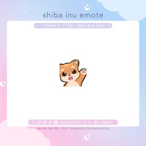 Hi Wave Hello Cute Shiba Inu Dog Emote | Cute Chibi Twitch Streamer Discord Emotes