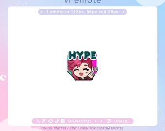 Hype Celebrate Yay Arcane League of Legends Vi Emote | Cute Chibi Twitch Streamer Discord Emotes