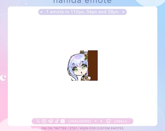 Lurk Hide Peek Genshin Impact Nahida Emote | Cute Chibi Twitch Streamer Discord Emotes