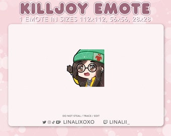 Hi Hello Wave Valorant Killjoy Emote KJ | Cute Chibi Twitch Streamer Discord Emotes