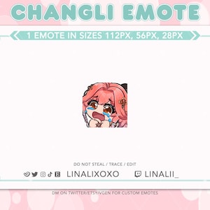 Cry Sad Upset Wuthering Waves Changli Emote | Cute Chibi Twitch Streamer Discord Emotes