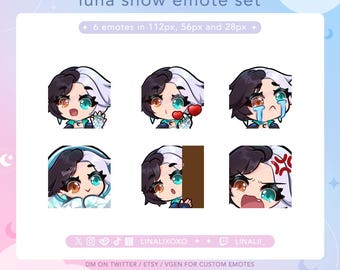 Marvel Rivals Luna Snow Emote Set Pack | Cute Chibi Twitch Streamer Discord Emotes
