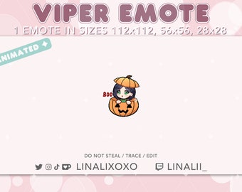 Animated Boo Halloween Pumpkin Valorant Viper Emote | Emotes fofos do Twitch Streamer Discord do Chibi