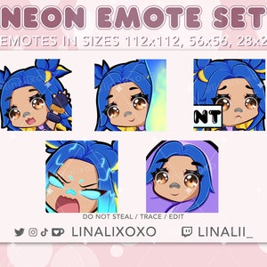 Valorant Neon Emote Set Pack | Cute Chibi Twitch Streamer Discord Emotes