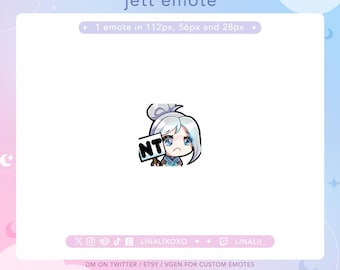 Valorant Jett NT-emote | Schattige Chibi Twitch-emote voor streamers Discord YouTube | Digitale download