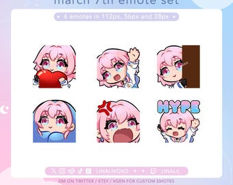 Honkai Star Rail March 7th Emote Set Pack | Cute Chibi Twitch Streamer Discord Emotes