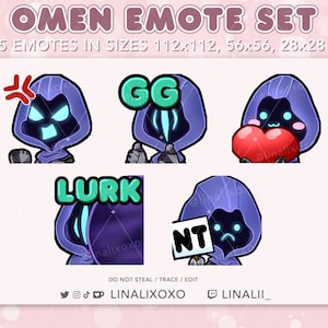 Valorant Omen Emote Set Pack | Cute Chibi Twitch Streamer Discord Emotes