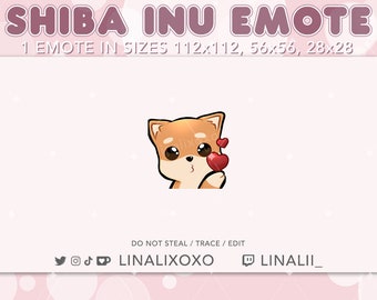 Love Heart Kiss Cute Shiba Inu Dog Emote | Cute Chibi Twitch Streamer Discord Emotes