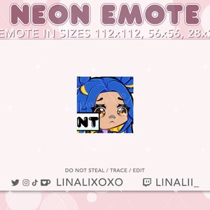 NT Nice Try Sad Valorant Neon Emote | Cute Chibi Twitch Streamer Discord Emotes