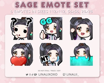 Valorant Sage Emote Set Pack | Cute Chibi Twitch Streamer Discord Emotes