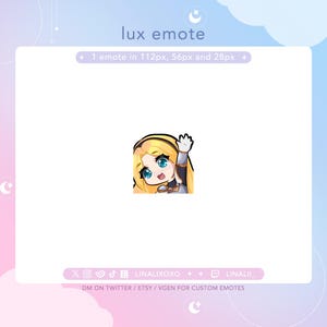 Hi Wave Hello LoL League of Legends Lux Emote | Cute Chibi Twitch Streamer Discord Emotes