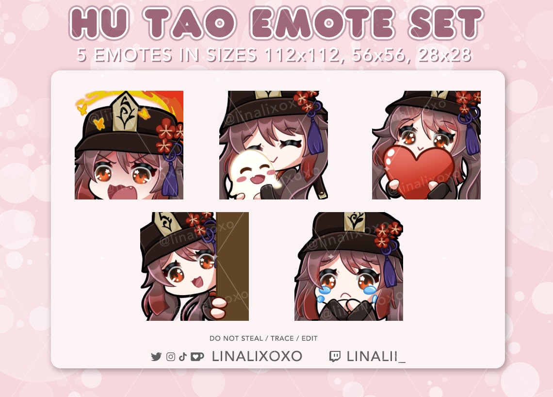 Hu Tao animated emote set / Genshin Impact emotes for twitch or