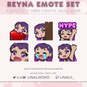 Valorant Reyna Emote Set Pack | Süßer Chibi Twitch Streamer Discord Emotes