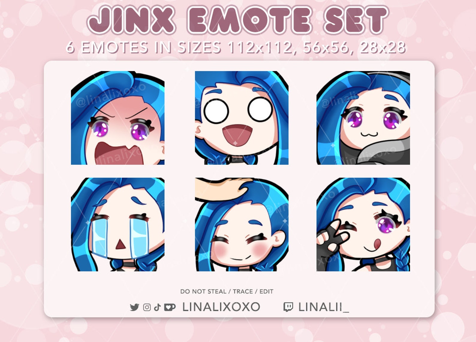 Arcane League of Legends Jinx Emote Set Cute Chibi Twitch Etsy Australia