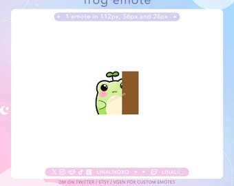 Lurk Peek Hide Cute Frog Emote | Cute Chibi Twitch Streamer Discord Emotes