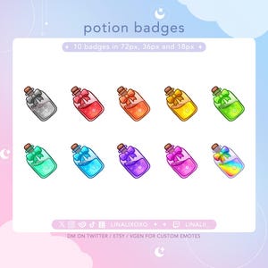 Potion Sub/Bit/Cheer Badges | Cute Chibi Twitch Streamer Discord Role Sub Badges