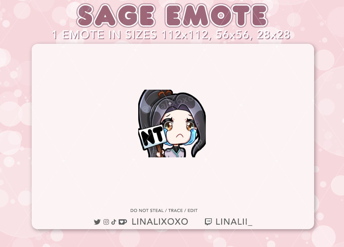 NT Nice Try Sad Valorant Sage Emote Cute Chibi Twitch Streamer Discord