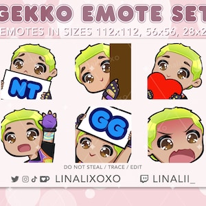 Valorant Gekko Emote Set Pack | Cute Chibi Twitch Streamer Discord Emotes