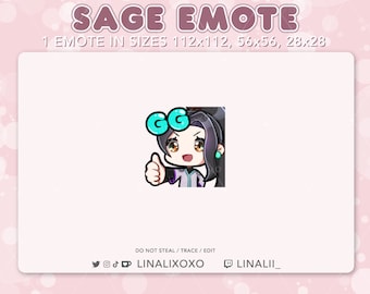GG Good Game Valorant Sage Emote | Cute Chibi Twitch Streamer Discord Emotes