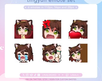 Honkai Star Rail Tingyun Emote Set Pack | Cute Chibi Twitch Streamer Discord Emotes
