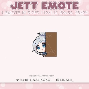 Lurk Hide Peek Valorant Jett Emote | Cute Chibi Twitch Streamer Discord Emotes