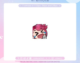 Laugh Funny Giggle Hello Arcane League of Legends Vi Emote | Cute Chibi Twitch Streamer Discord Emotes