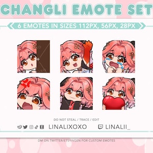 Wuthering Waves Changli Emote Set Pack | Cute Chibi Twitch Streamer Discord Emotes