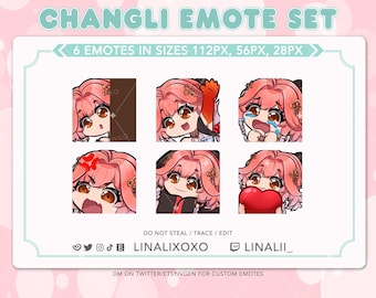 Wuthering Waves Changli Emote Set Pack | Cute Chibi Twitch Streamer Discord Emotes