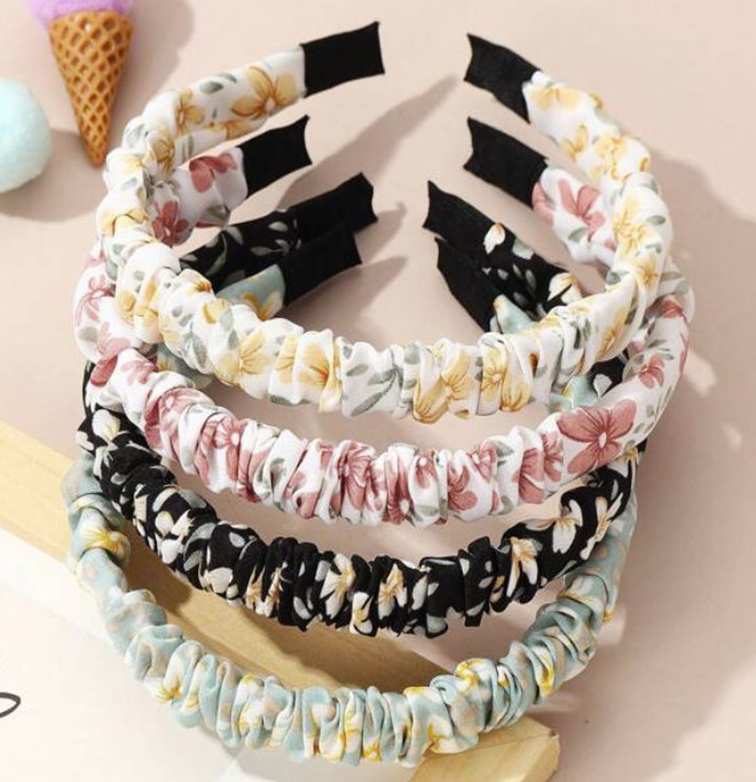 Little Girl Headbands Floral Print With Yellow Flowers Etsy