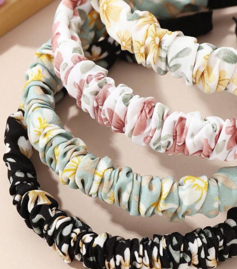 Little Girl Headbands Floral Print With Yellow Flowers Etsy