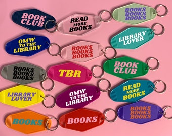 Book Motel Keychain Custom Library Book Motel Keychain Reading Book Keychain Bookish Keychain Library Keychain Reading Gift Book Lover Gift