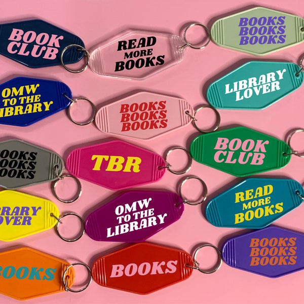 Book Motel Keychain Custom Library Book Motel Keychain Reading Book Keychain Bookish Keychain Library Keychain Reading Gift Book Lover Gift