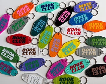 Llavero de club de lectura, regalo para lectores, llavero de motel