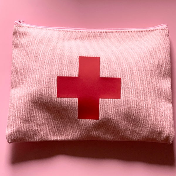 First Aid Pouch Pink First Aid Kit Girly Red Cross First Aid Bag Pink Meds Bag Pink Pill Bag Pill Zippered Bag Pill Pouch Pill Organizer Bag