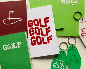 Golf Cart Keychain Gift for Golfer Score Book Golf Accessory