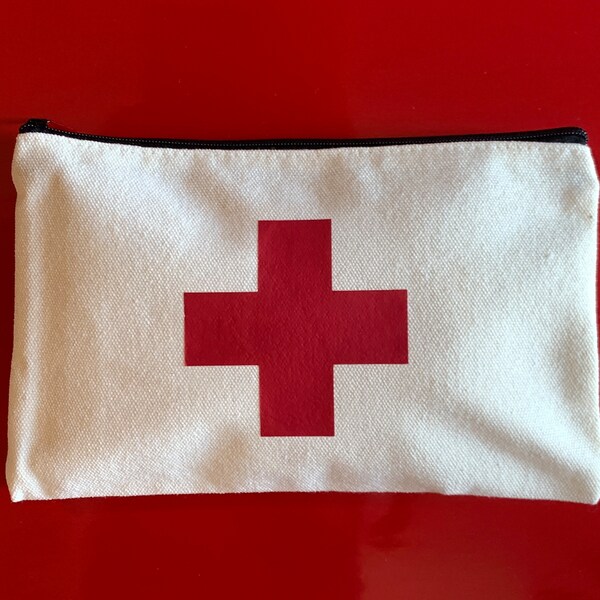 First Aid Pouch First Aid Bag First Aid Zippered Bag Red Cross Bag Epipen Bag Allergy Pouch Emergency Bag First Aid Medication Bag Hiking