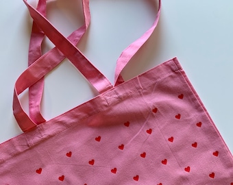 Heart Tote Bag Pink Tote Bag Mini Hearts Tote Bag Pink Bag Book Tote Bag Trendy Tote Bag Pink Red Hearts Black Hearts Cute Tote Bag