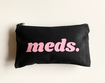 Meds. Pouch Black Medication Bag Zippered Pill Pouch Medication Carryon Travel Pouch Zipper Black Medicine Holder Bag Travel Case Medicine