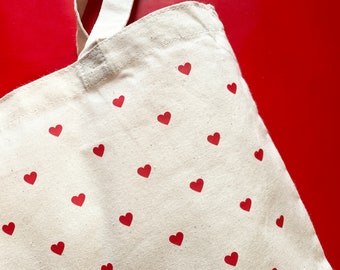 Red Heart Tote Bag Mini Red Hearts Trendy Tote Bag Red Hearts Gift Mini Heart Tote Mini Red Hearts Tiny Red Heart Aesthetic Cute Tote Bag