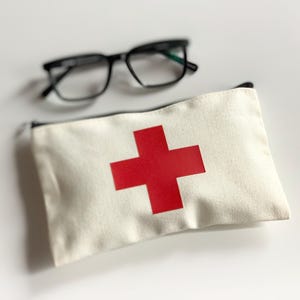 First Aid Bag Red Cross First Aid Pouch Zippered Bag First Aid Kit Bag Epipen Bag Allergy Pouch Emergency Bag Small Medication Bag Hiking
