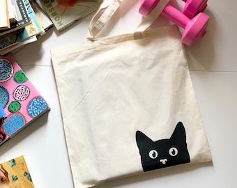 Black Cat Tote Bag: Gift for Cat Mom