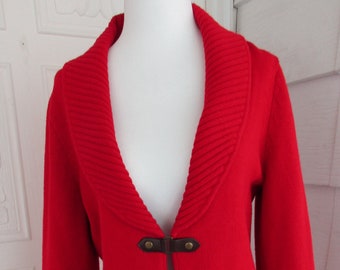 Cardigan/Veste à manches longues en laine rouge 90s Y2K Mod Boho Hipster Preppy Rave Streetwear