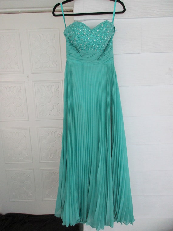 Vintage HOLLYWOOD GLAM! BLING! Blue/Green Straple… - image 4