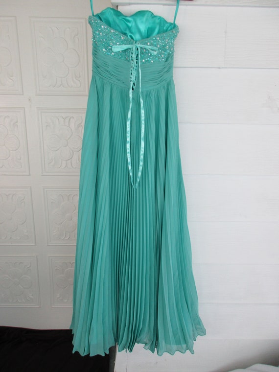 Vintage HOLLYWOOD GLAM! BLING! Blue/Green Straple… - image 7