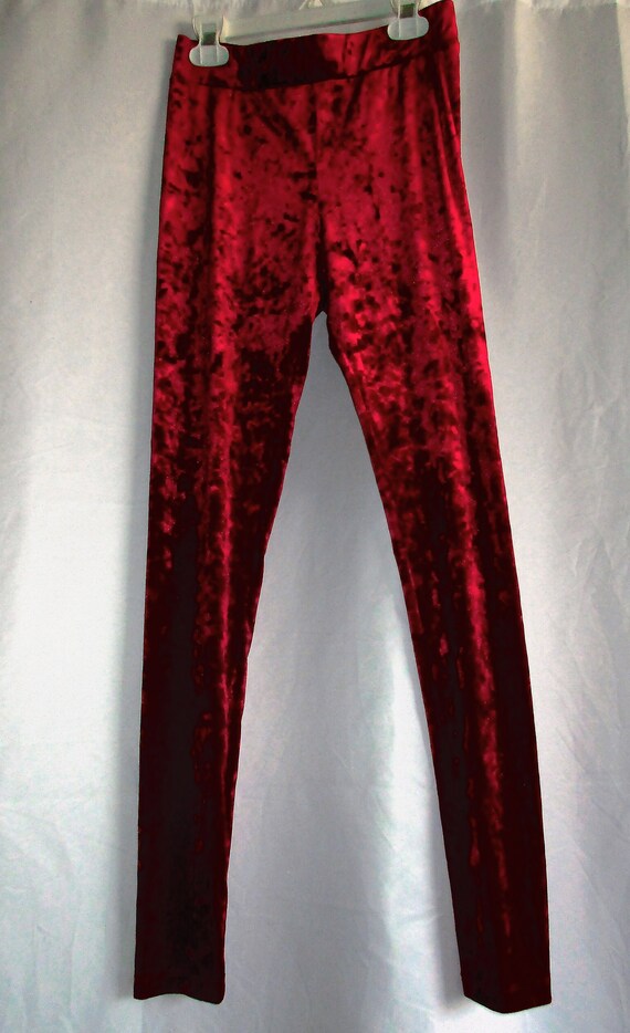 SIZE XS Red Crushed Velvety Pants Grunge Hippy Mo… - image 2
